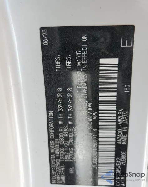 2024 Lexus Nx 250 Premium из США, поврежденный, VIN JTJGDCAZ1R5017114